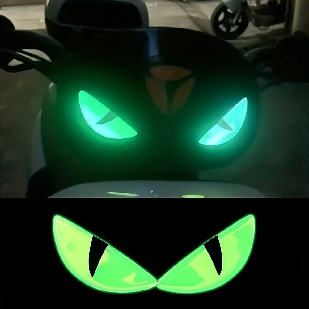  1 Pair Devil Eye 3D Night Glow Car Stickers, PVC with Epoxy Resin Coating, Waterproof Decals for Cars, Motorcycles & Scooters