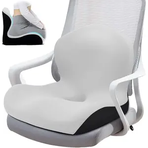 Seat Cushion, Office Chair Cushion, L-Shaped Ergonomic Car Seat Cushions, Memory Foam Chair Cushion, Lumbar Support Pillow for Wheelchair, Car, Home, Office, Desk, Light Gray