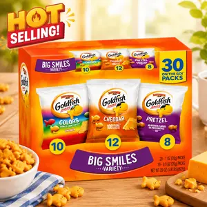Crackers Big Smiles Variety Pack with Cheddar, Colors, and Pretzels, Snack Packs, 30 Ct