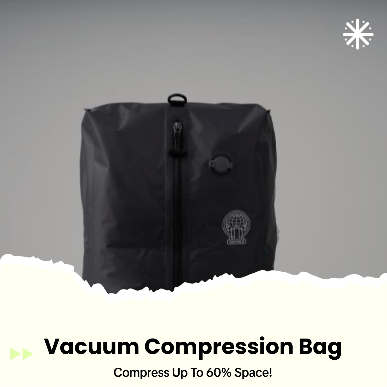 Ramble Vacuum Compression Bag - Airtight Zip Closure & One-Way Air Release Valve for Space Saving - Ideal for Jackets & Sweaters - 20in x 13in x 3in