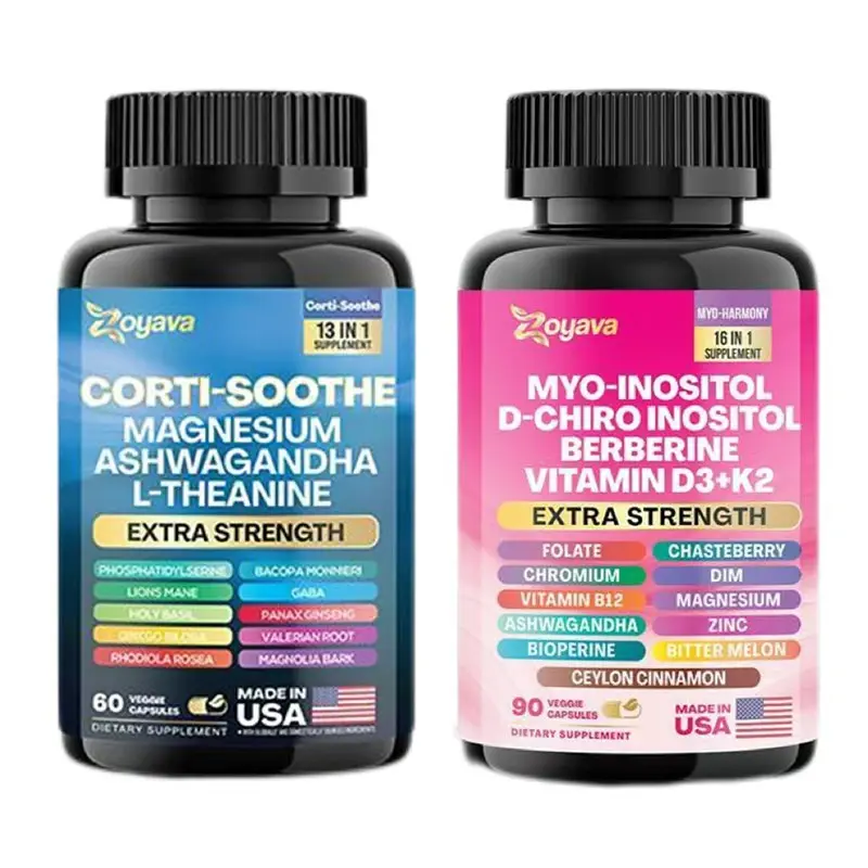 2 packs Soothe & SmoothBundle Cortisol andMyoinositol All-in-One Supplement -MultivitaminCombo withExtraStrengthingredients-MADE IN USA