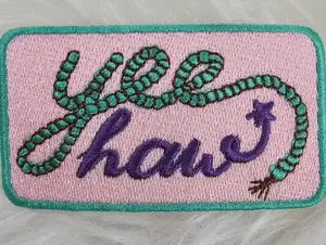 'yeehaw' Turquoise Rope Western Embroidery Iron On Patch