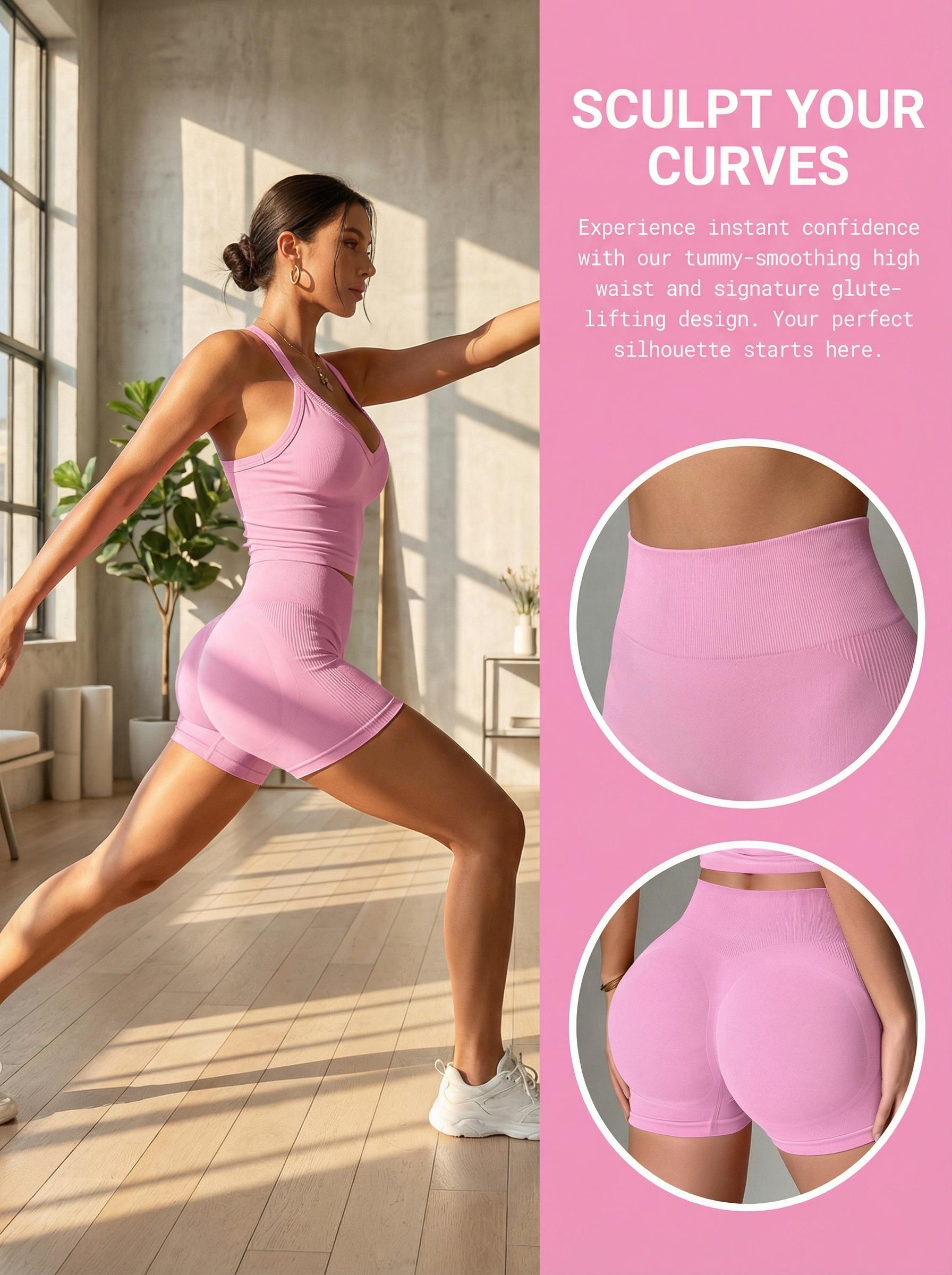 TCVC Women's Halter V-Neck Sports Two-Piece Set, High Elastic & Skin-Friendly, Butt Lifting & Body Shaping, Seamless Fit, Perfect For Yoga, Fitness, Daily Commute, Spring & Summer Fashion TCVC Women's Halter V-Neck Sports Two-Piece Set, High Elastic & Skin-Friendly, Butt Lifting & Body Shaping, Seamless Fit, Perfect For Yoga, Fitness, Daily Commute, Spring & Summer Fashion
