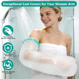 SUMMER VIBES HONYAO Waterproof Reusable Adult Arm Cast Shower Cover - 1-Handed Application, Splash Guard for Bandages & Wound Care Home Supplies