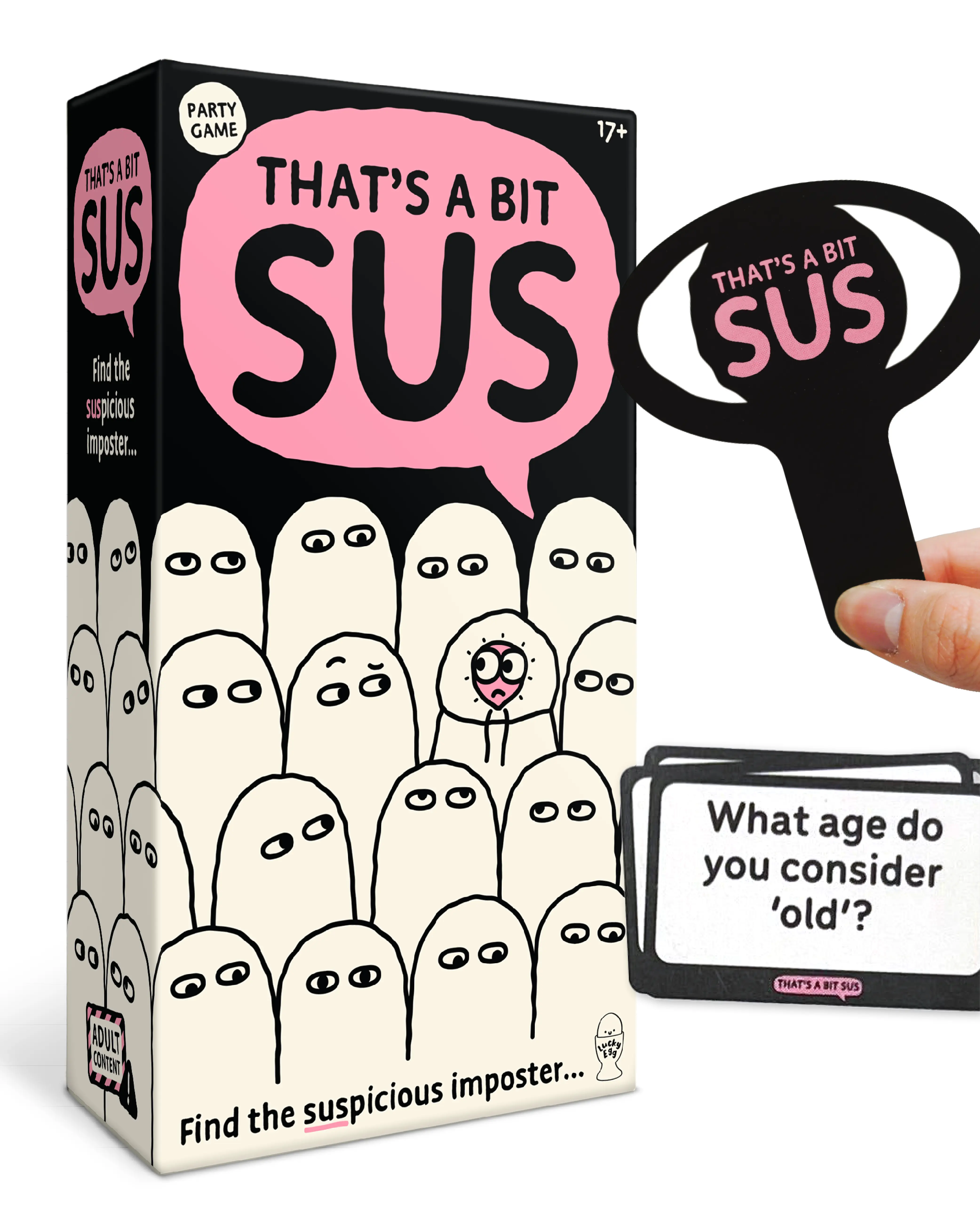 Lucky Egg That’s A Bit Sus – Imposter Party Card Game for Adults - Bluffing & Deduction Game with Secret Questions - Hilarious Game Night Game for 3–6 Players (Ages 17+)