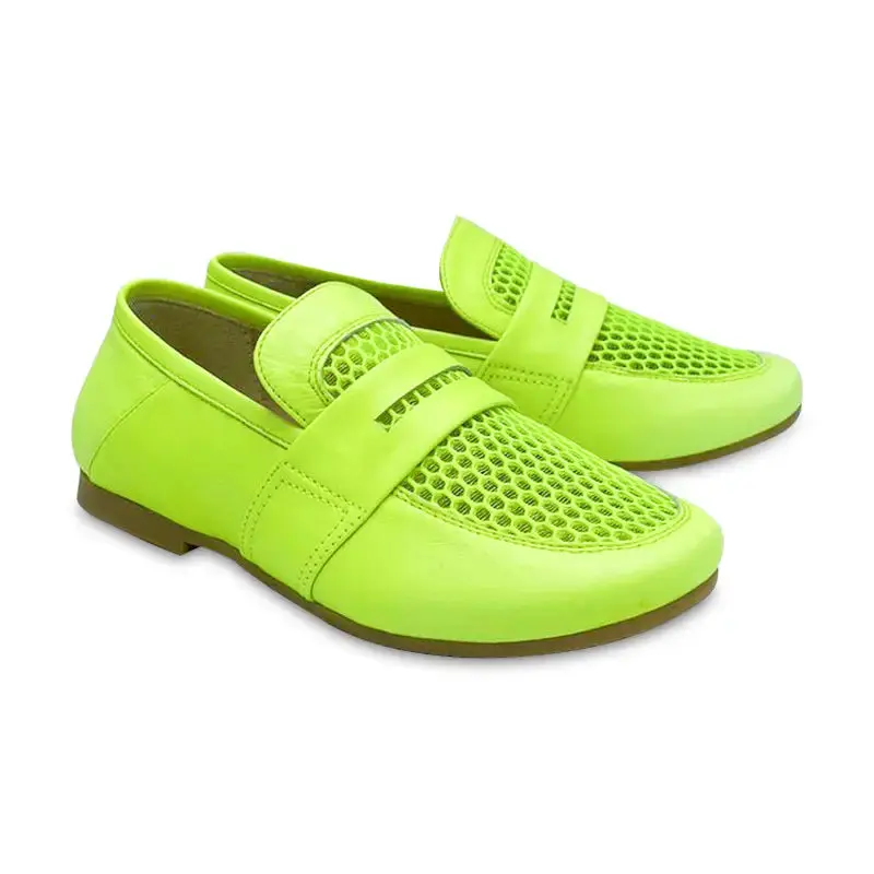 Manuela De Juan Manon Neon Yellow Slip On Penny Loafer