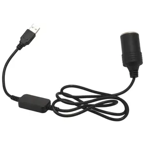 USB 5V To 12V Car Cigarette Lighter Socket Power Female Converter Adapter Cable