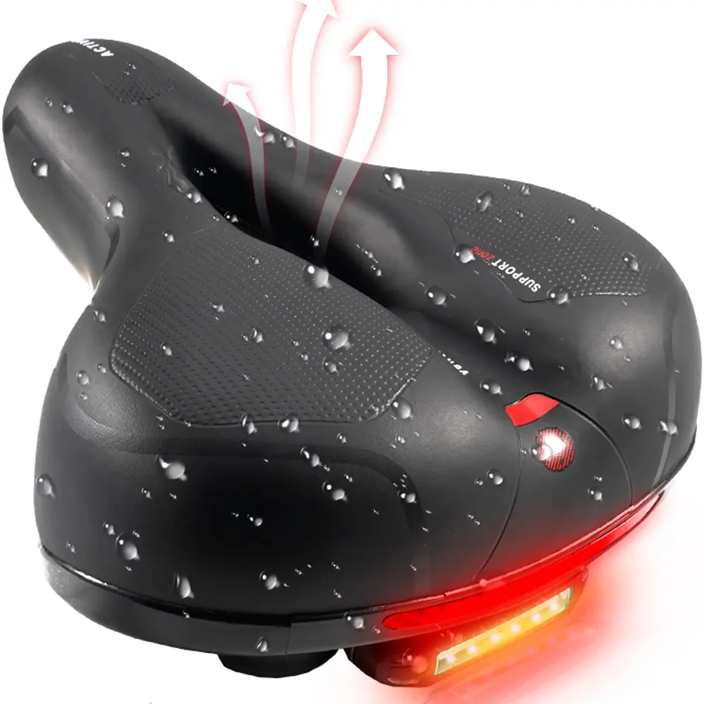 Bike Seat Saddle with LED Tail Light for Men Women Comfortable Replacement | Mountain road ebike saddle for men women, comfortable bicycle seat replacement with easy install