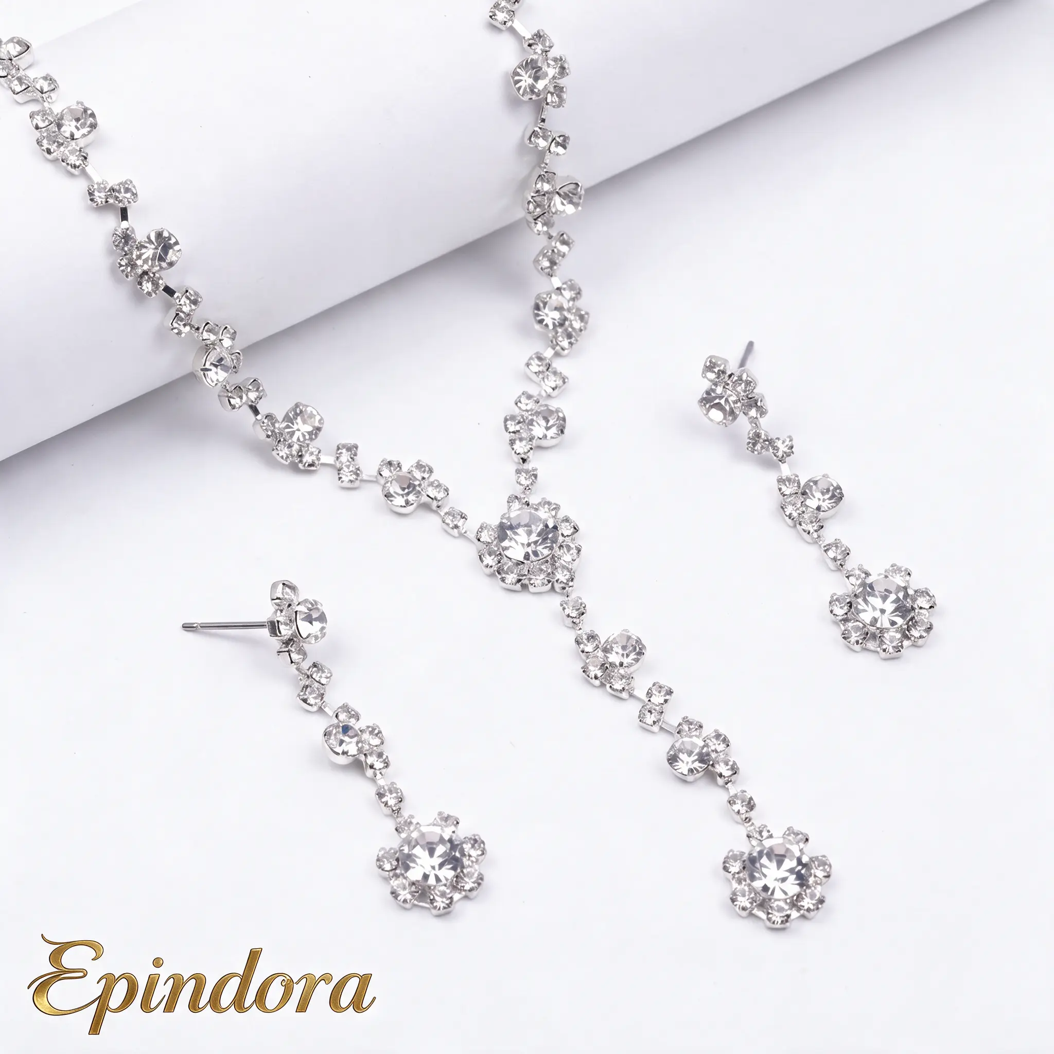 Epindora Sparkling CZ Necklace & Earrings Set