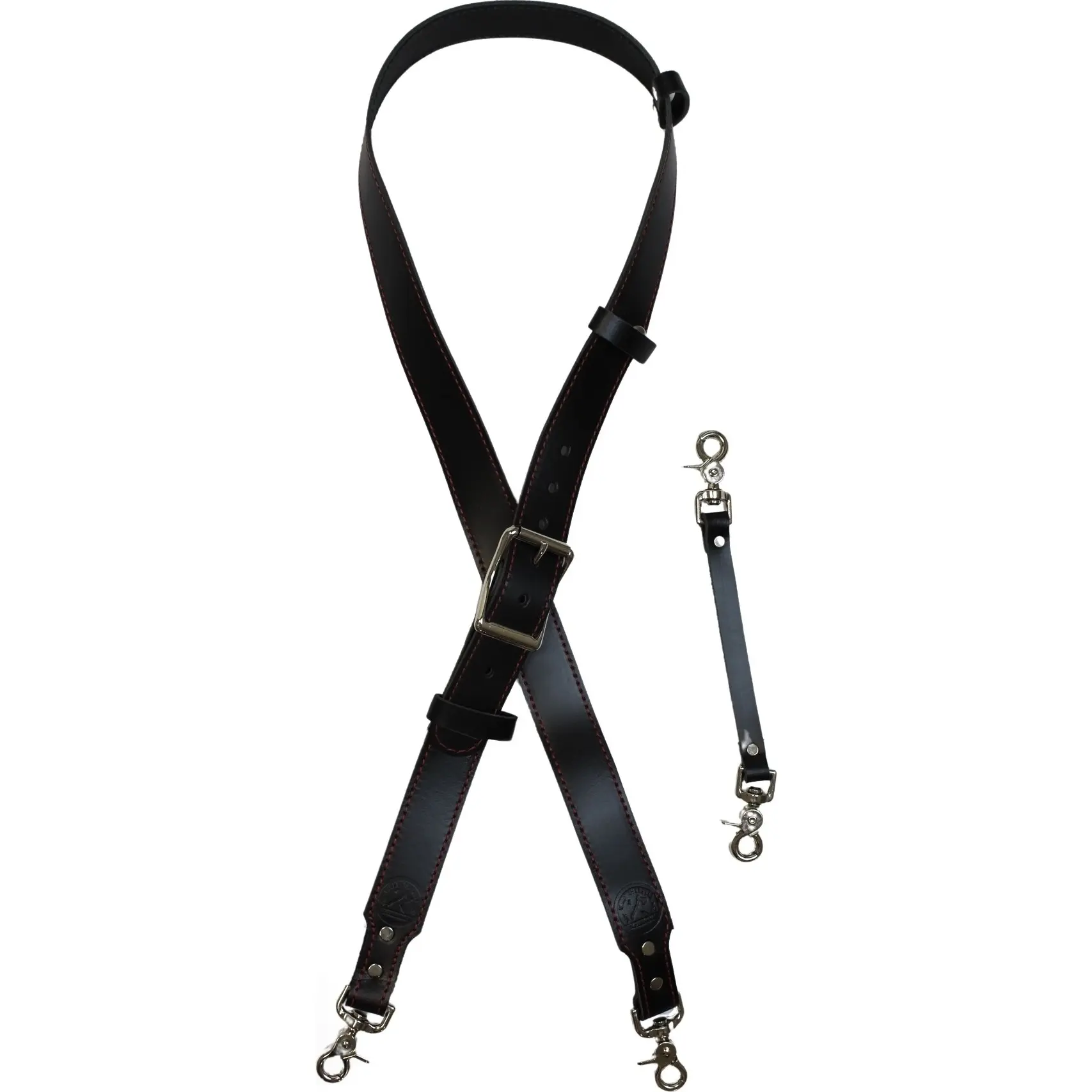 Fully Involved Black Leather Radio Strap with Anti-Sway Strap