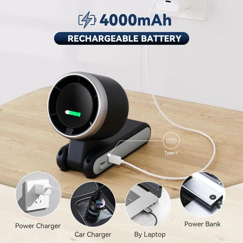 Portable Handheld Turbo Fan, 5 Gear Wind,4000mAh Battery Operated, Up to 10 Working Hours, 3 IN 1 Hand Fan Rechargeable with Air Turbo Tech Cooling Fan for Outdoor Activities, Travel, Working, Summer Selected Products