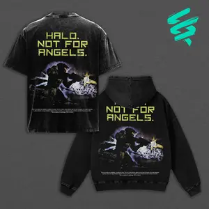 Halo Graphic Sweatshirt, Acid Wash Oversized Crewneck, Vintage 90s Gaming Apparel, Not For Angels Master Chief Retro Streetwear, Premium Heavyweight Distressed Jumper, Trendy Urban Grunge Outfits