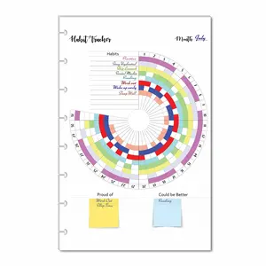 Habit Tracker Inserts for 7,8,9 and 11 Disc Planners, Habit Log, Monthly Habit Planner for Medium Size Planners(PLANNER SOLD SEPARATELY)