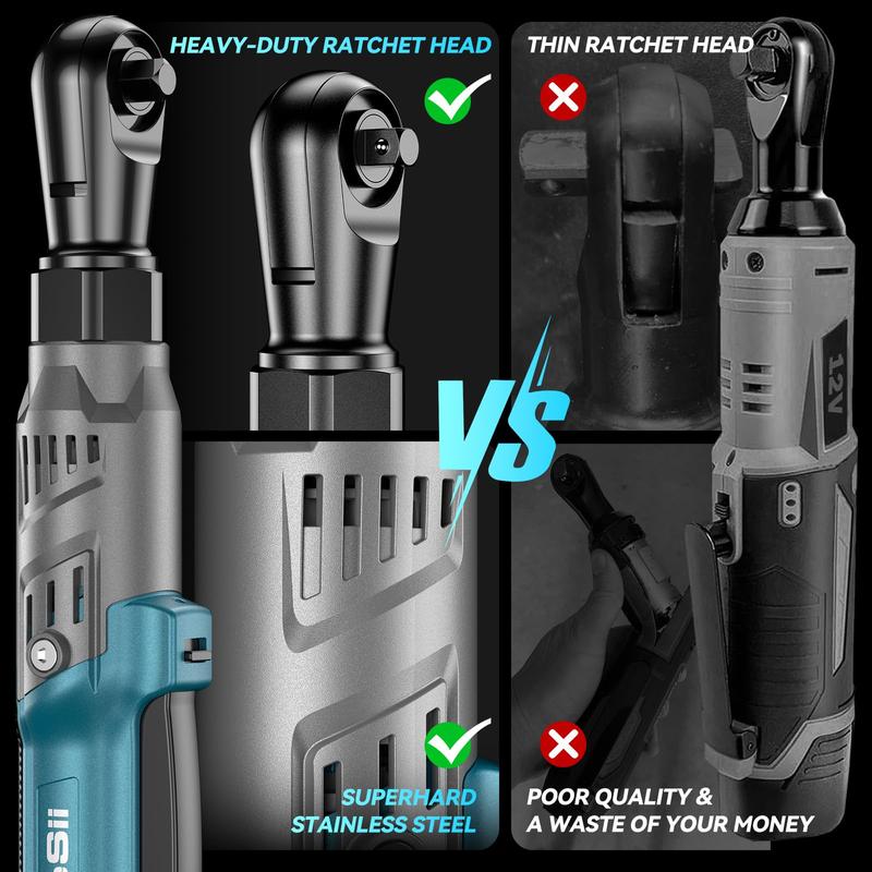 Seesii 3/8" Cordless Ratchet Wrench with 66Ft-lbs 200RPM, 2 x 21V Batteries, Power Ratchet Driver with Variable Speed,8 Sockets, 1/4" and 1/2" Adapter, and 3" Extension Bar, RT600B Black Friday Deals