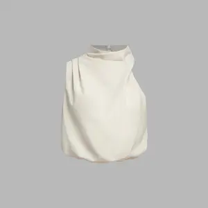 Cider [size 2-26] Linen-blend High Neck Asymmetrical Tank Top