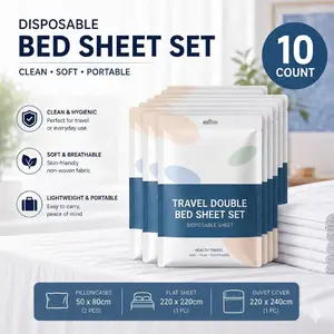 10 Pack Disposable Bed Sheets Fitted Sheet King Size, Disposable Travel Sheet for Hotel with Quilt Cover and Pillowcase,Disposable Sheets for Travel