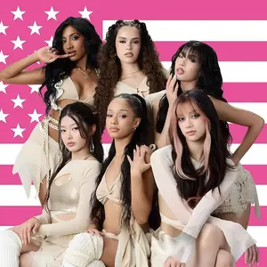 KATSEYE Pink American Flag Tapestry 3x5 FT - Polyester Global Girl Group Fan Art Wall Hanging for Home Bedroom Decor, Pop Aesthetic Banner