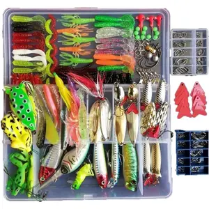 275 count Fishing Lure Set Including Frog Lures Soft Fishing Lure Hard Metal Lure VIB Rattle Crank Popper Minnow Pencil Metal Jig Hook for Trout Bass Salmon with 1 Tackle Box