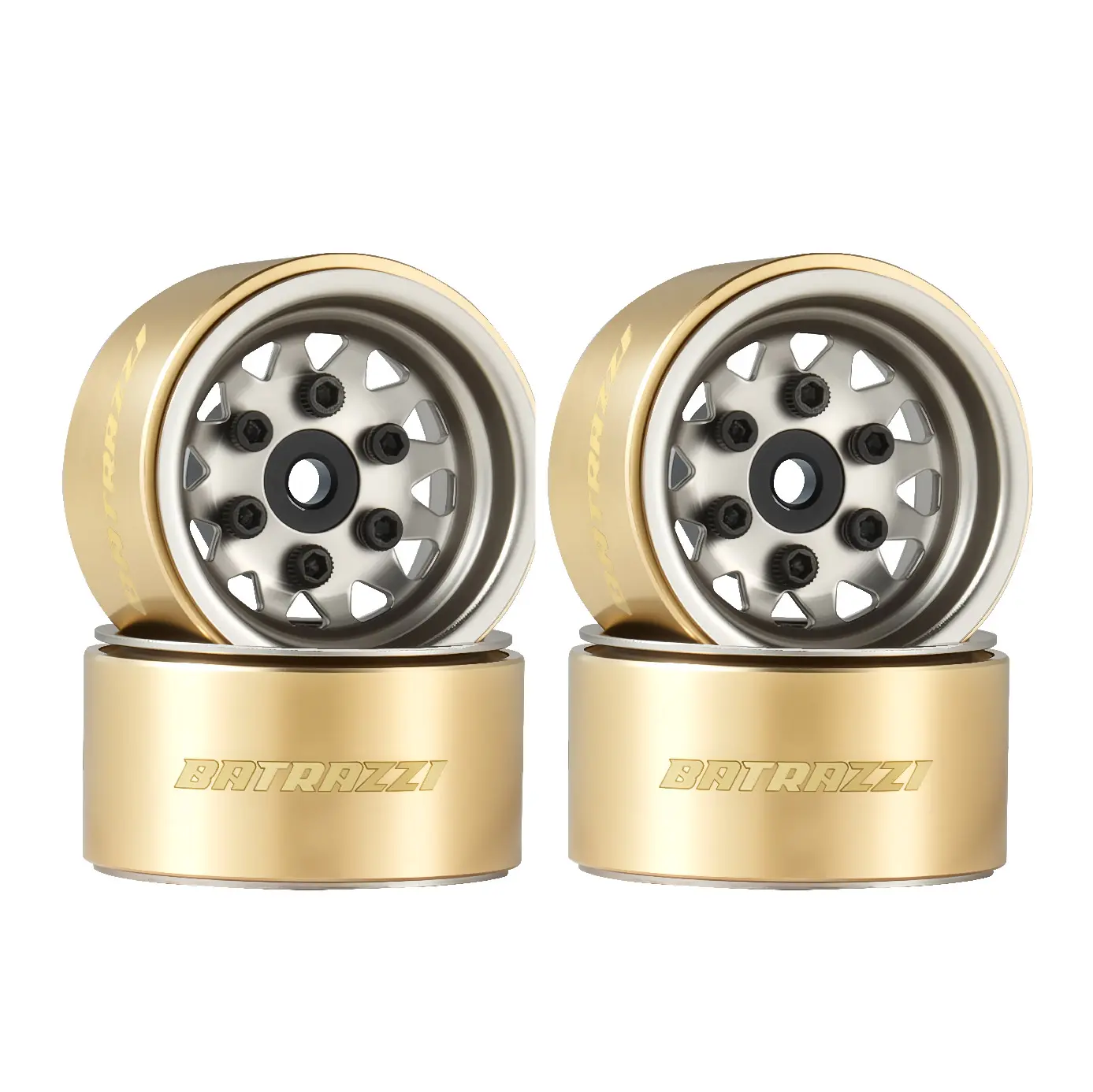 BATRAZZI 1.0" Steelie Beadlock Wheels 4PCS, Steel RC Crawler Wheel Upgrade Parts for 1/18 & 1/24 Scale RC Trucks
