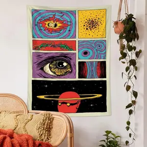 1PC Abstract Starry Sky Tapestry Wall Hanging, Vibrant Planet Space Art, Bohemian Style Room Decor, Living Room Decoration Tapestry