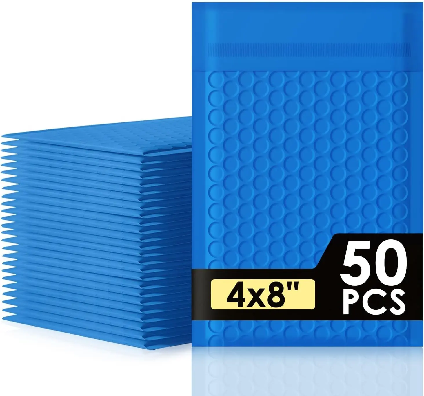 Bubble Mailers 4x8" 50 Pack Blue Padded Envelopes Waterproof Usable Size 4x7 Self-Seal Opaque Padded Mailing Envelopes for Small Businesses #000