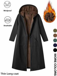 FINJANI Women's Plus Size Hooded Coat - Basic Casual Style Longsleeves Top, Minimalist Quilted Loose-Fit, Thin Polyester Border Print Fabric, Soft Comfortable, Windproof, Breathable for Spring, Fall (Fur Accent Noted), Lightweight Outerwear