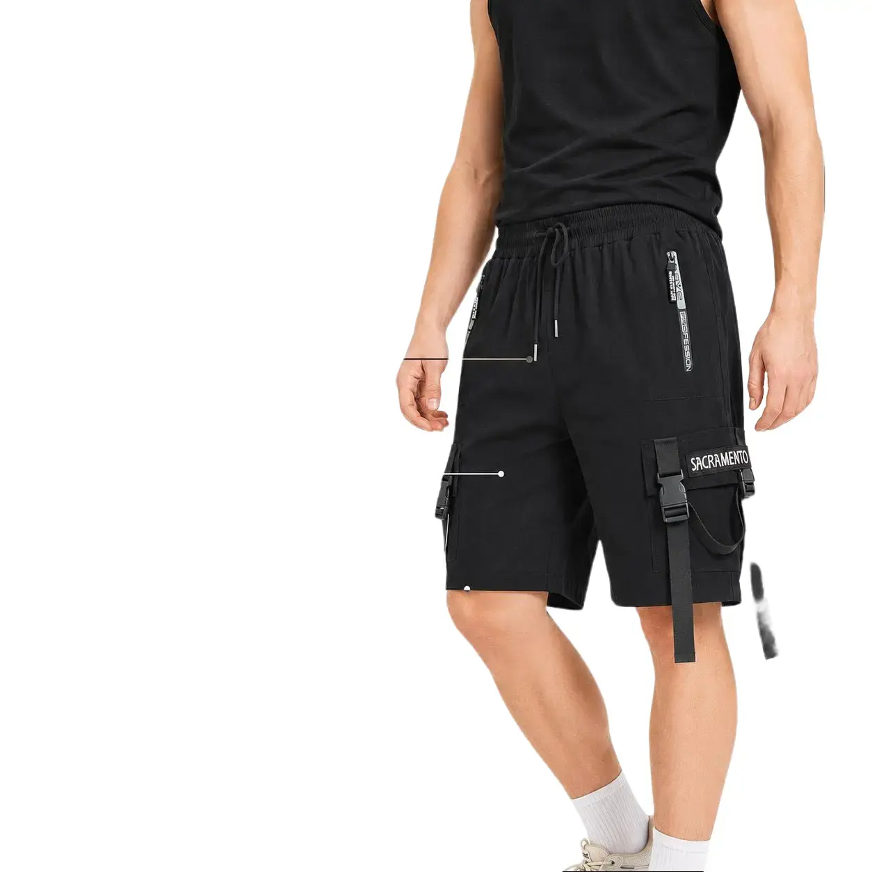 Men's Joggers Techwear Black Hip Hop Cargo Shorts Streetwear Sweatpants Cargo Pants for Men