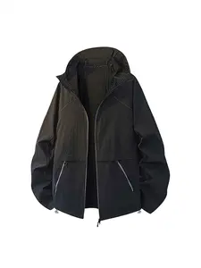 Men's Lightweight High Neck Loose Solid Skin Jacket, Summer Outdoor Portable Sun Protection Fishing Coat