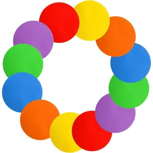 12 Pcs 9 inch Poly Spots, Non Slip Rubber Spot Markers, 6 Colors Flat Cones for Sports Training, Floor Dots Disc Drill Cones for Soccer Basketball Baseball Gym Sports Speed Agility Training