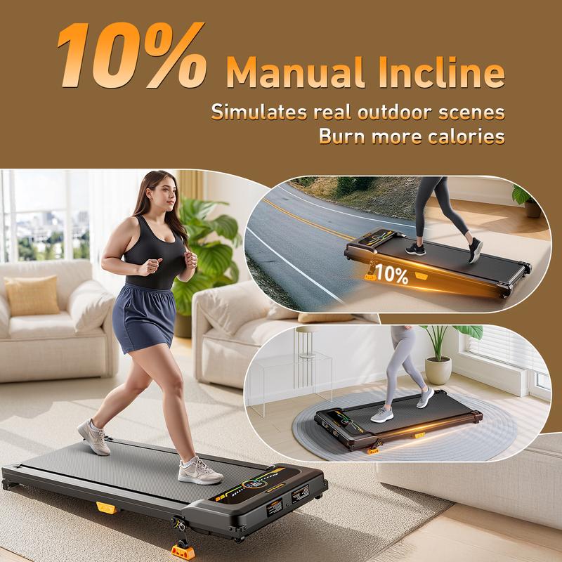 【HappyValentine's Day】10% Incline Under Desk Treadmill with Remote Control, 330 lbs Capacity, WalkWake T1 Climb