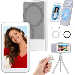 Selfie Monitor Screen for iPhone & Android - Magnetic Vlog Selfie Mirror for Phone Back Camera - Remote Control Screen Mirroring Rear Camera