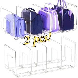 4 Pack Acrylic Handbag Organizer with 4 Compartments Transparent Closet Storage for Purses Ties Scarves Space Saving Wardrobe Storage Solution