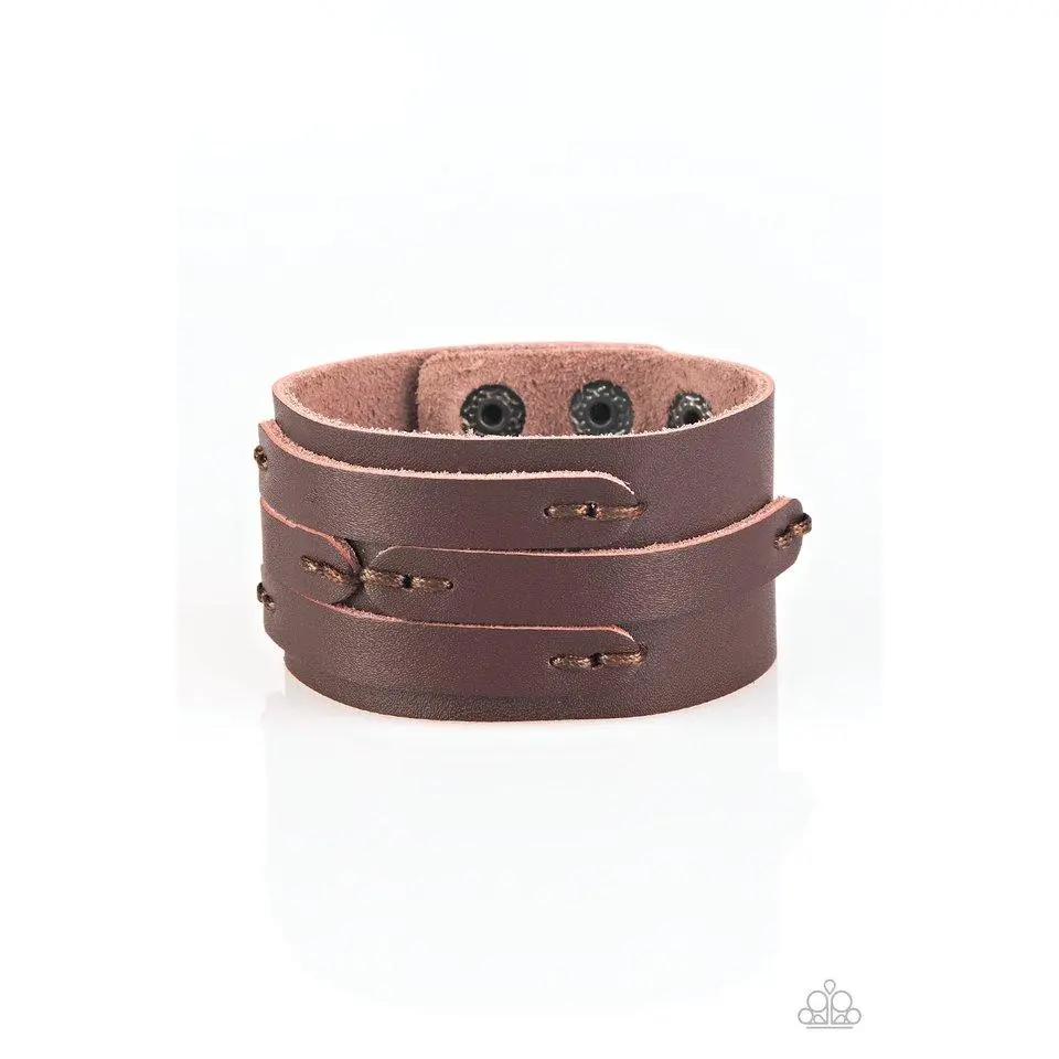 In or OUTLAW - Brown Leather Urban Wrap Bracelet - Paparazzi