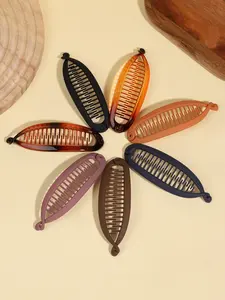 4pcs/7pcs large matte banana hairpin, suitable for high ponytail-retro twist and comb design, solid color, plastic-very suitable for wave and bun hairstyles, hair accessories, Banana Clip