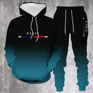 New 2-piece men's long sleeved and pants set for autumn and winter, with overall black and green gradient, letter print design, trendy and versatile, micro elastic knitted fabric, soft and comfortable, size S-XXL