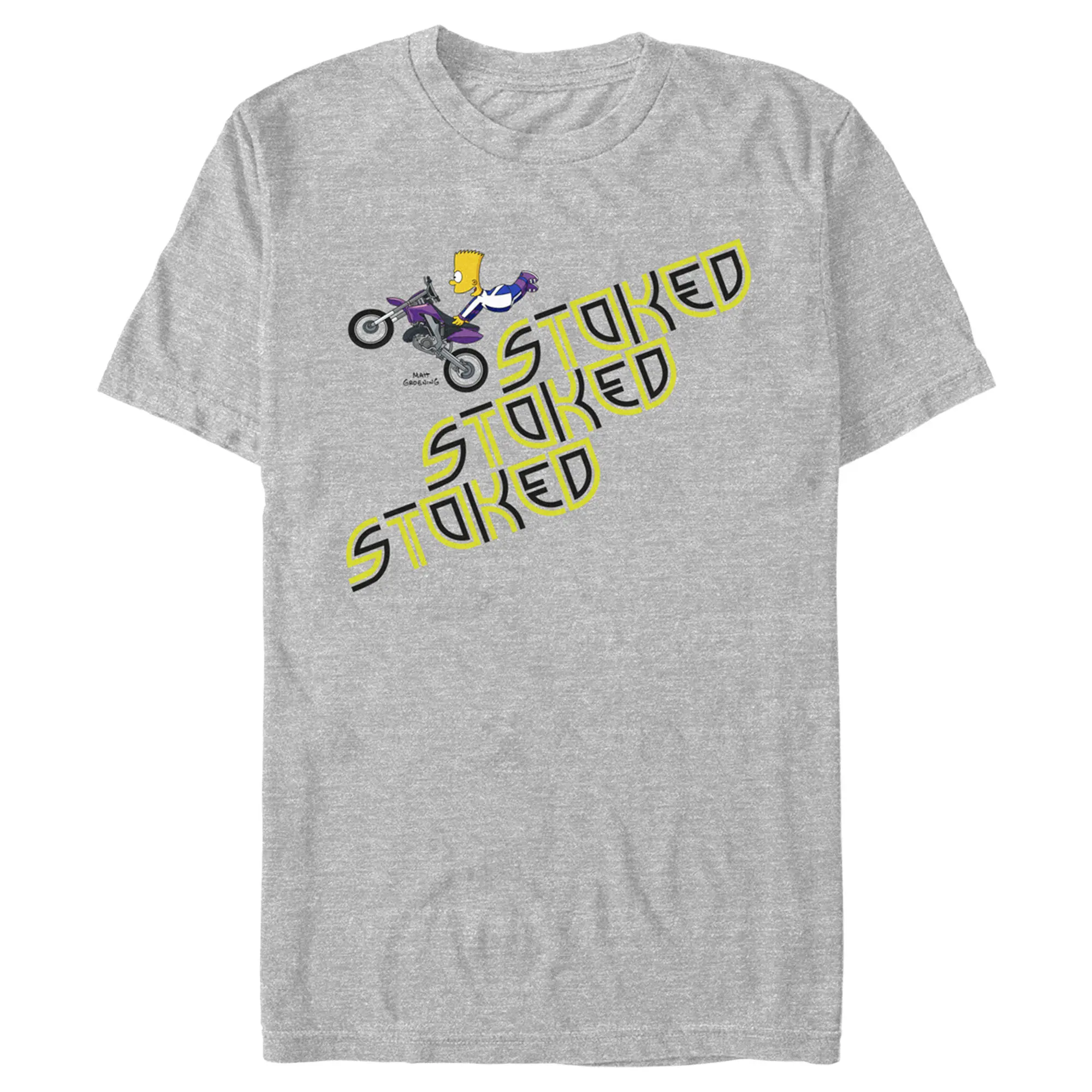 Men's The Simpsons Bart Stoked Motorcycle Trick T-Shirt
