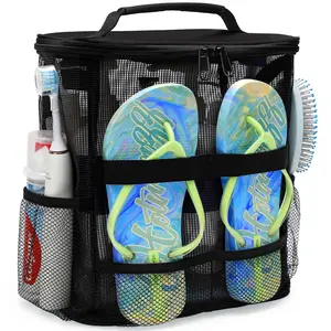 Dorm Room Essentials for Guys Girls Boys, Quick Dry Mesh Shower Caddy Portable, Large Capacity Shower Bag with Hanging Hook, Bathroom, Gym, Swimming, Travel, Beach, Camping, College Student Essentials