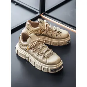 Men's Fashion Punk Rivet Decorated Street Casual Skate Shoes, Thick Sole Sneakers for Daily Wear, Zipper Detail, Party & Street Style, Casual Trainer Shoes