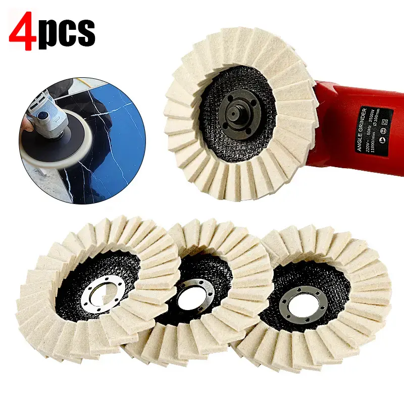 【Buy 3 get 1 free】4PCS 5inch Wool Polishing Wheels Buffing Pads AngleGrinder Accessories Grinding Disc for Metal GlassCeramic Polishing