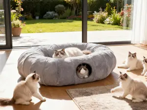 Cozy Cat Cave Bed: Double the Fun for Your Furry Friends! Hide, Play & Nap in Style cat  and  dog  bed