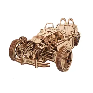 UGears Three-wheeler UGR-S | 3D Wooden Mechanical Puzzles | STEM Building & Engineering Kits