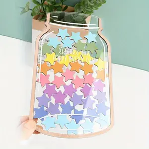 Wooden Reward Jar Decorative Constellation Chart, Classroom Supplies Charts, Classroom & Home Chore Award Container, Teacher Gift, Non-Electric Token Holder, Home Classroom Decorations