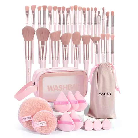 Professional Makeup Tool Set, 42pcs/set Makeup Brushes & Powder Puffs & Storage Bag, Brush Makeup Set, Brushes Makeup, Multi-use Facial Makeup & Cleaning Accessories for Women & Girls, Makeup Brushes