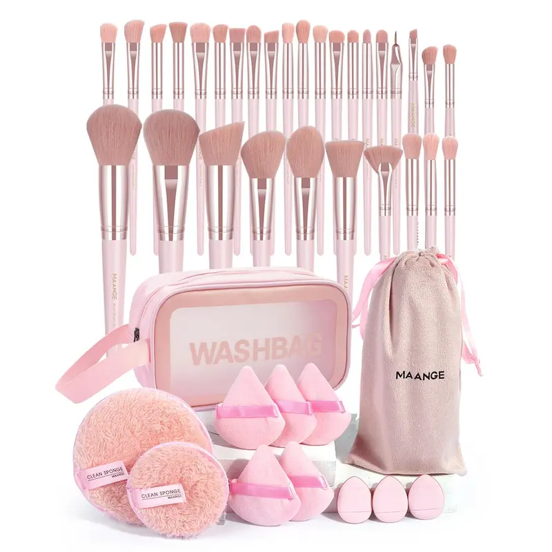 Professional Makeup Tool Set, 42pcs/set Makeup Brushes & Powder Puffs & Storage Bag, Brush Makeup Set, Brushes Makeup, Multi-use Facial Makeup & Cleaning Accessories for Women & Girls, Makeup Brushes