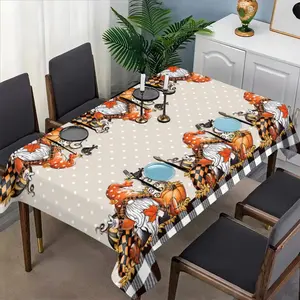 Christmas Santa Claus Tablecloth Set, Fabric, Suitable for Dining Tables, Tea Tables, TV Stands, Picnic Mats, Home and Party Use