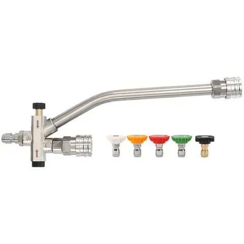 Tool Daily Dual-Connector Stainless Steel Foam Cannon Car Wash Accessory for Cars/Motorcycles, Pressure Washer Equipment with 2-Tip System, 5 Sprayer Nozzles, 1/4" Quick-Connect, Shuttle Valve, Paint/Ceramic Foam Cleaner Spray【DealsForYouDays】
