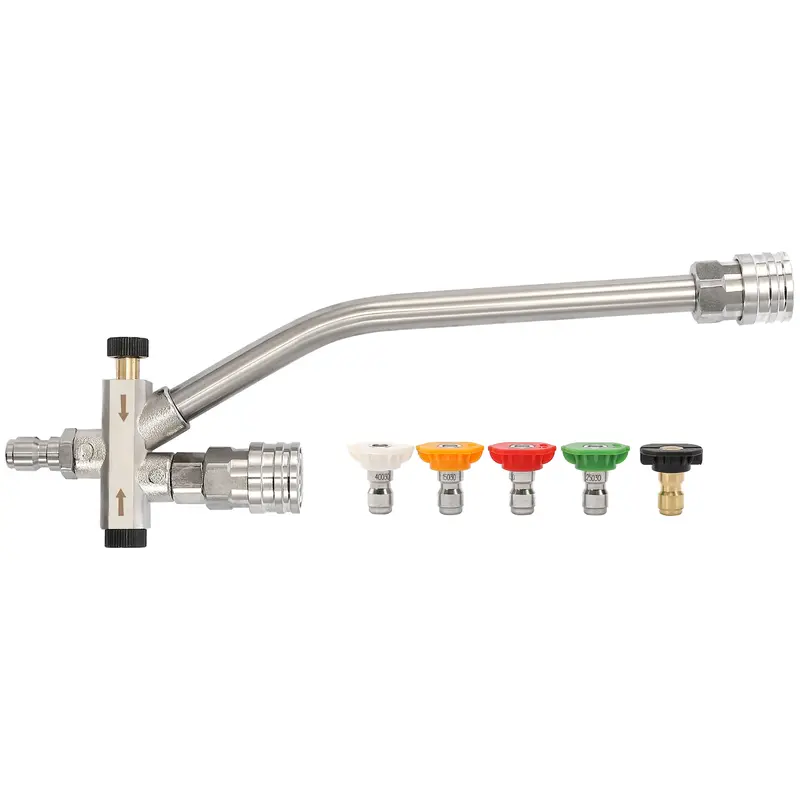 Tool Daily Dual-Connector Stainless Steel Foam Cannon Car Wash Accessory for Cars/Motorcycles, Pressure Washer Equipment with 2-Tip System, 5 Sprayer Nozzles, 1/4" Quick-Connect, Shuttle Valve, Paint/Ceramic Foam Cleaner Spray【DealsForYouDays】