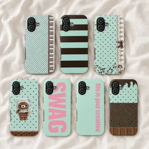 Mint Chocolate Phone Case, Kawaii Bear Case Compatible with iPhone 17, 16, 15, 14, 13, 12, 11, X & Galaxy