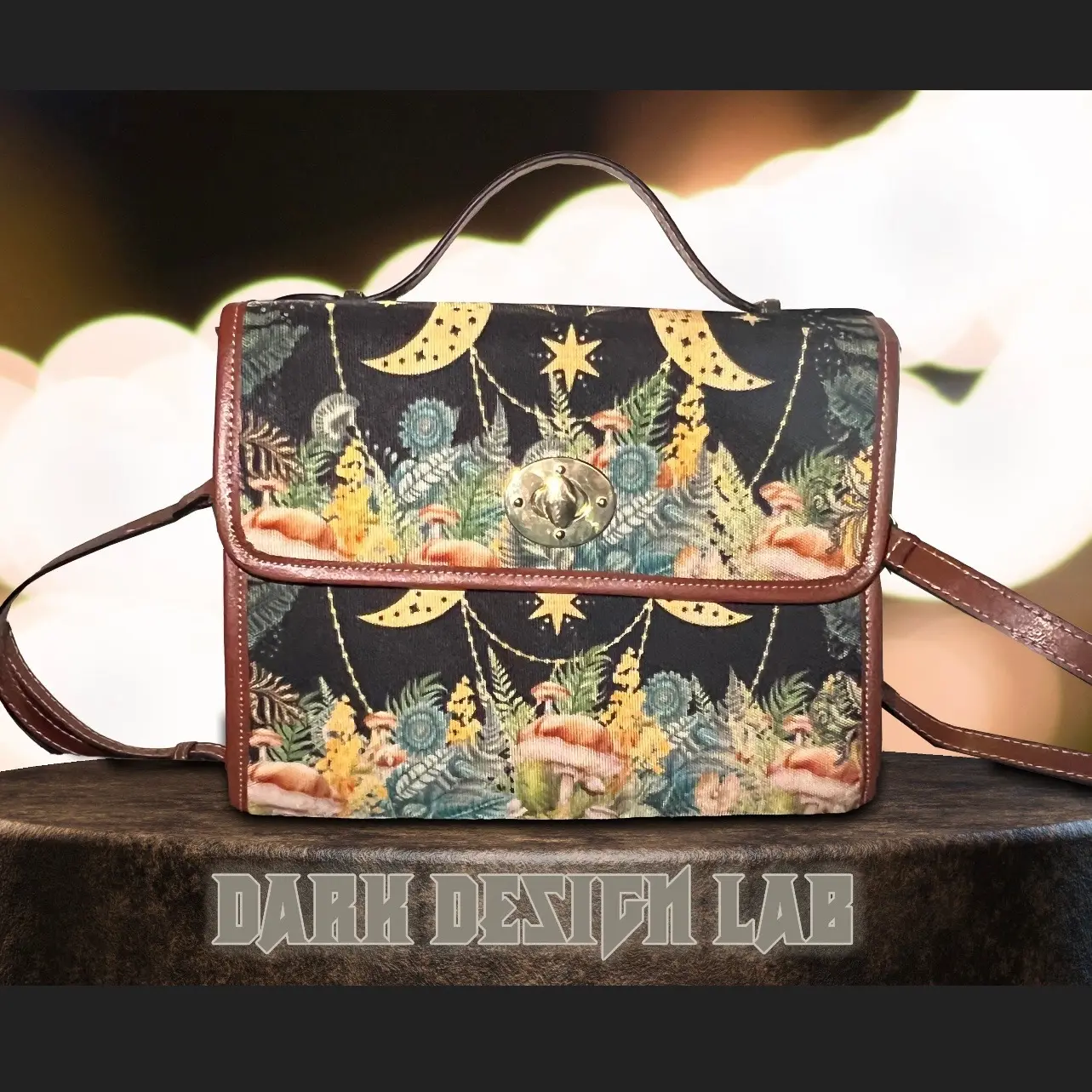 Cottagecore Witchy Moon Phase Satchel Bag, Organized Canvas Witchcraft Bag