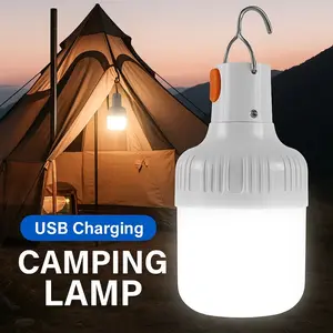 4pcs Portable Rechargeable LED Camping Light with Hook Dimmable Tent Lantern Emergency Night Lamp for Hiking Travel Adventure Use